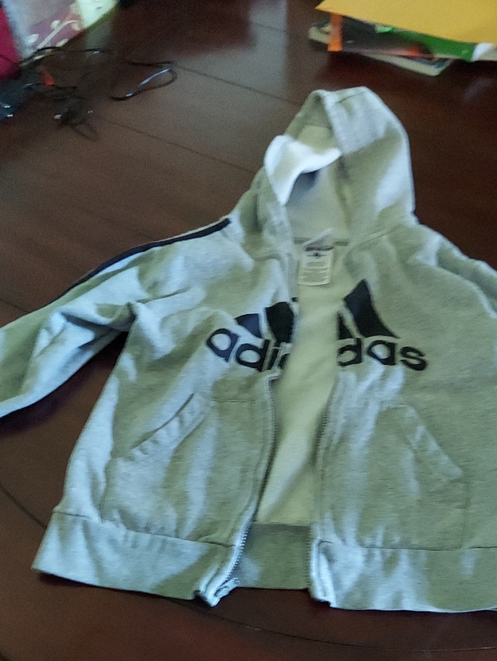 adidas Kids Light Gray Hoodie with Black Logo